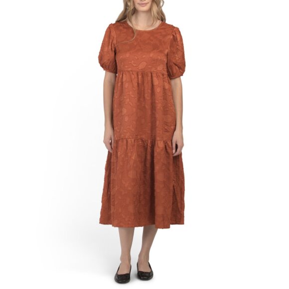 SUNDAY EDITION Rust Jacquard Style Dress - Picture 1 of 2